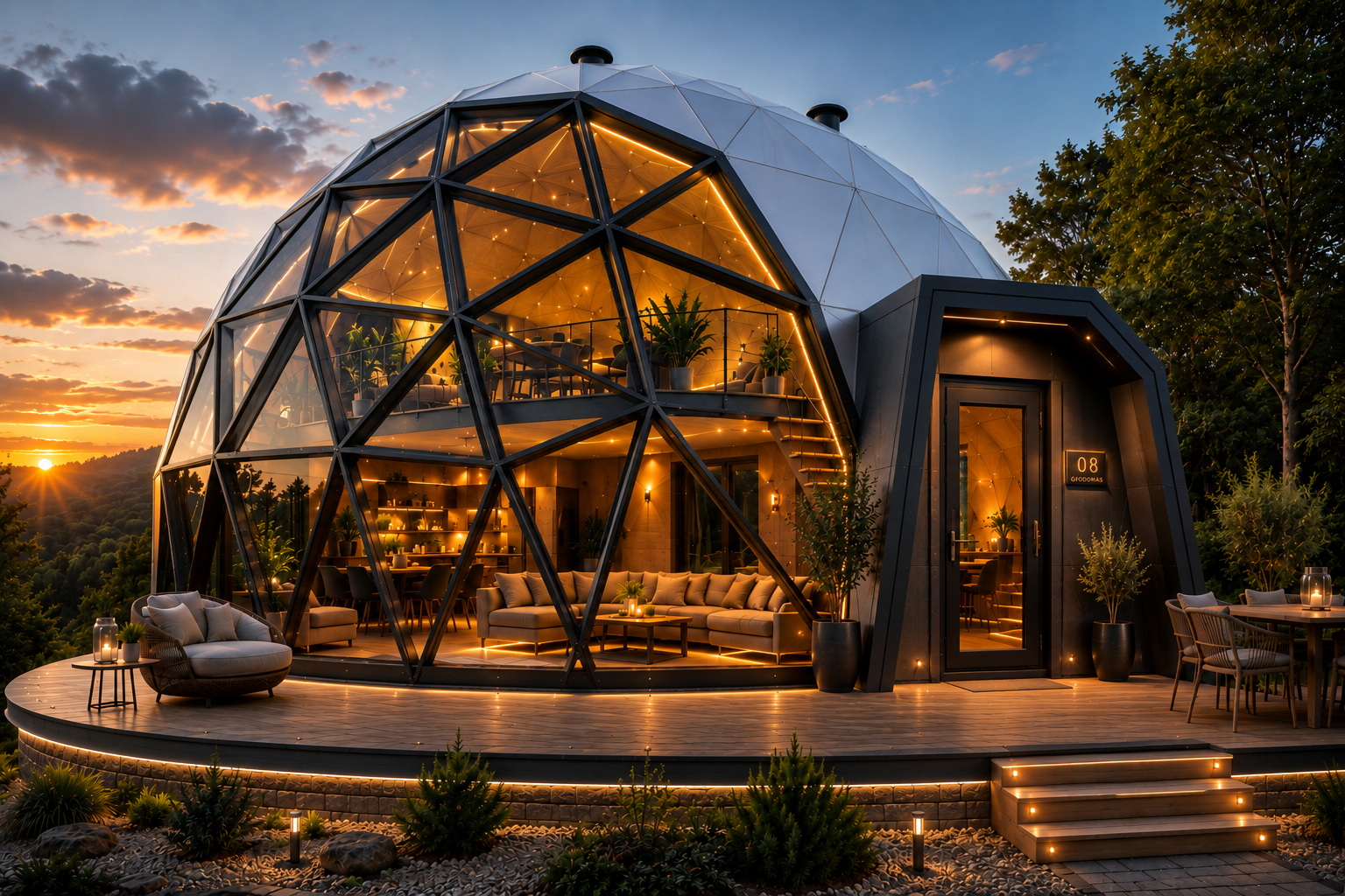 Сценарий купольного дома GEODOMAS Outdoor Living